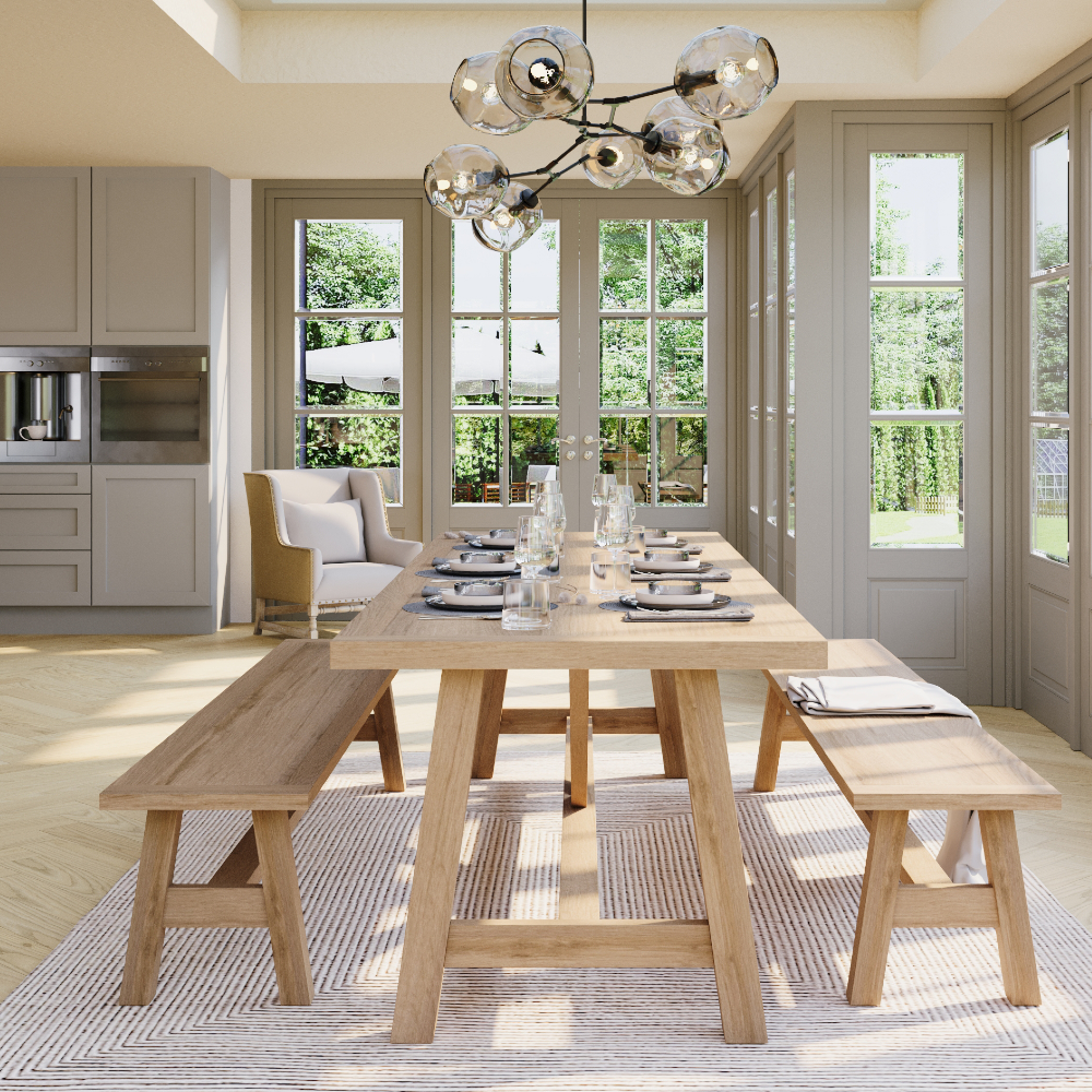 Oak dining bench 140cm deals