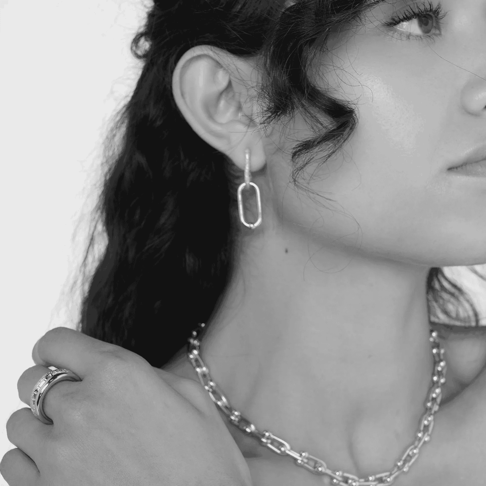 Belong Earrings - Silver-F
