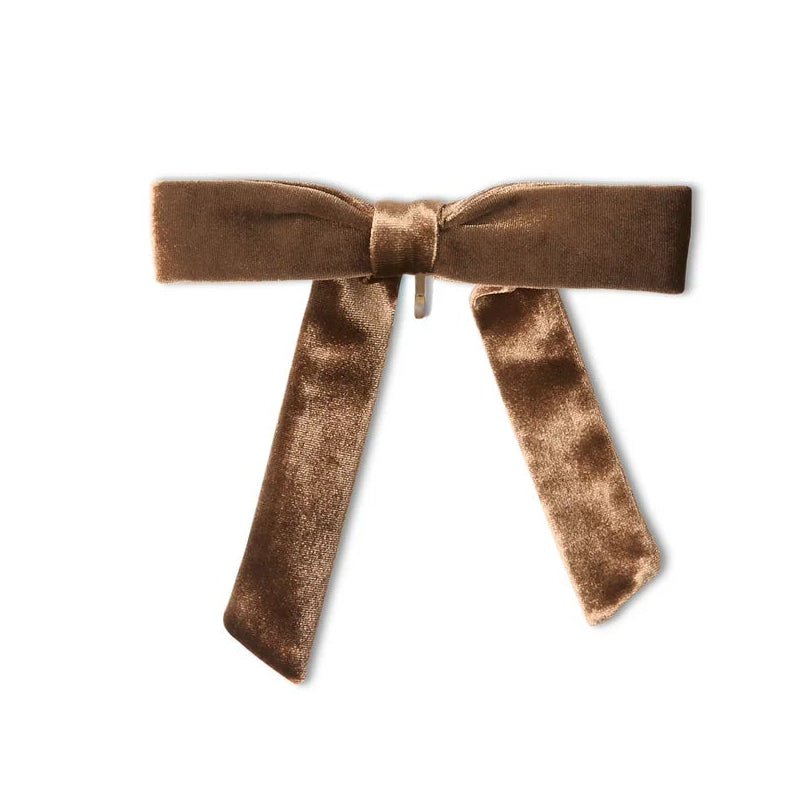 Bexhill Brown Velvet Bow with Pin | Annie Mo's