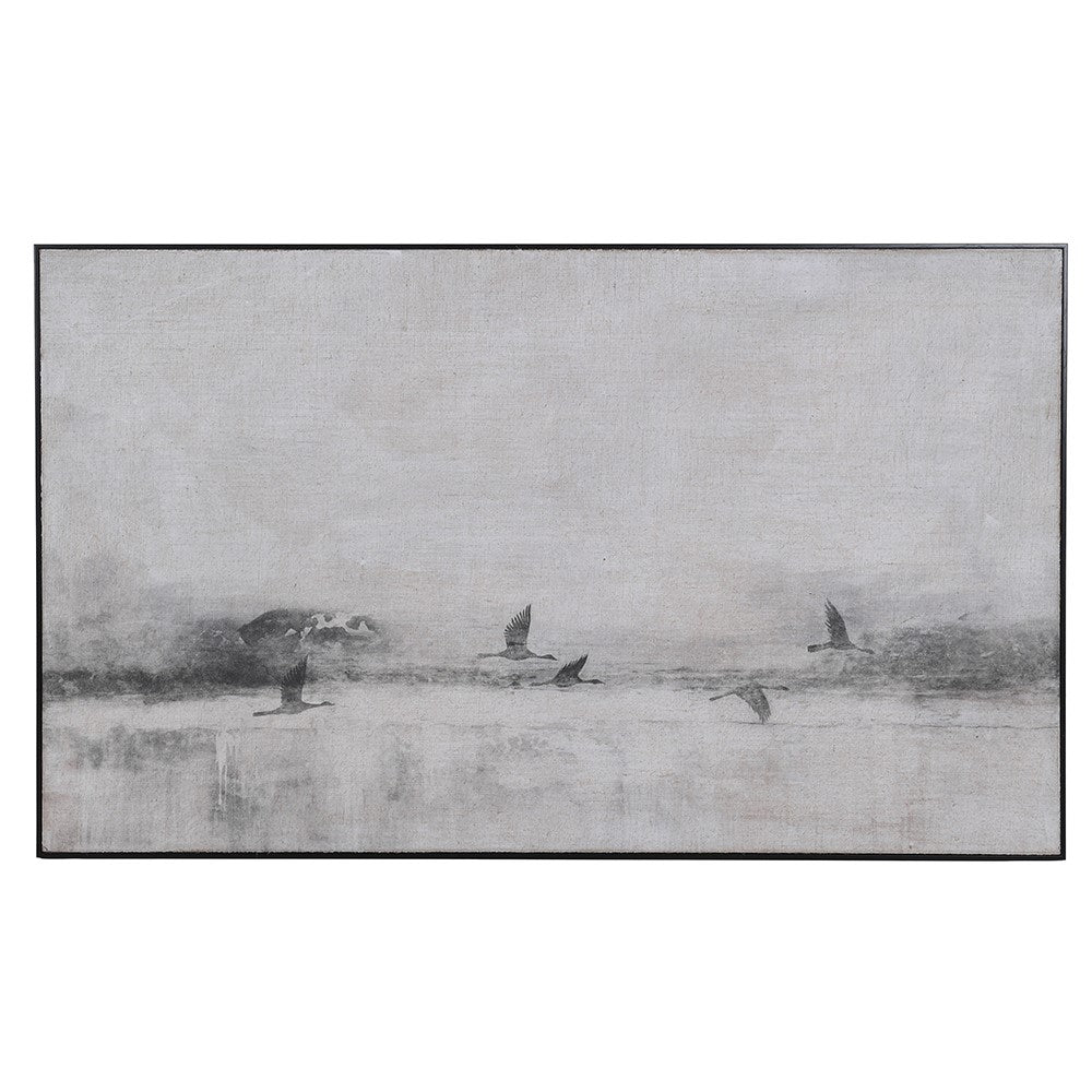 Birds Flying Framed Muted Canvas 150cm | Annie Mo's
