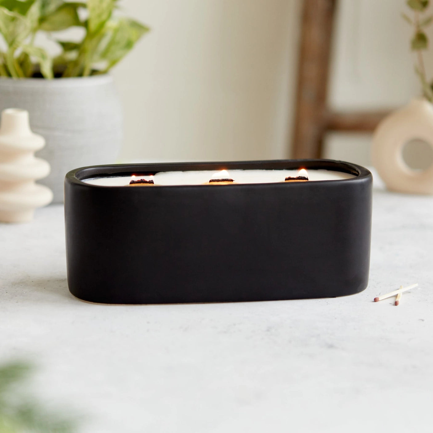 Black Baguette Candle - Activated Charcoal and Matcha