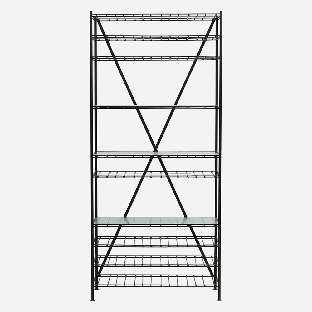 Black Metal and Glass Bookcase 200cm | Annie Mo's
