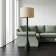 Black Sandblasted Wooden Floor Lamp with Beige Linen Shade 168cm | Annie Mo's
