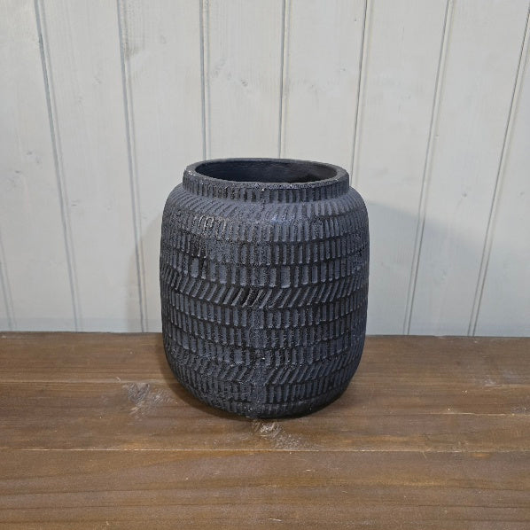 Black Terracotta Planter 22cm-E