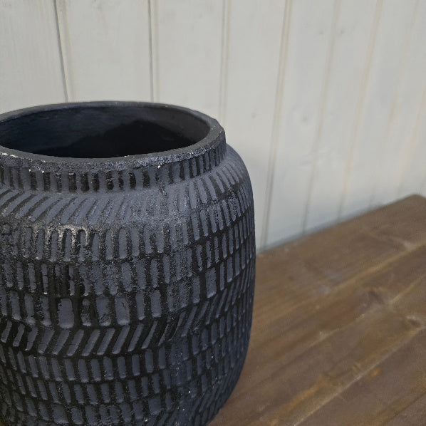 Black Terracotta Planter 22cm-F