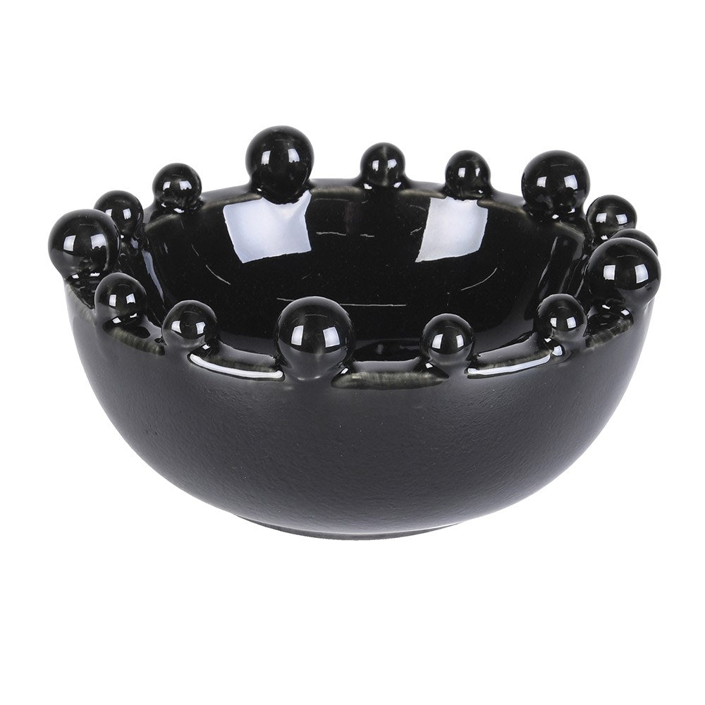 Black Mini Glazed Trinket Bobble Bowl-3