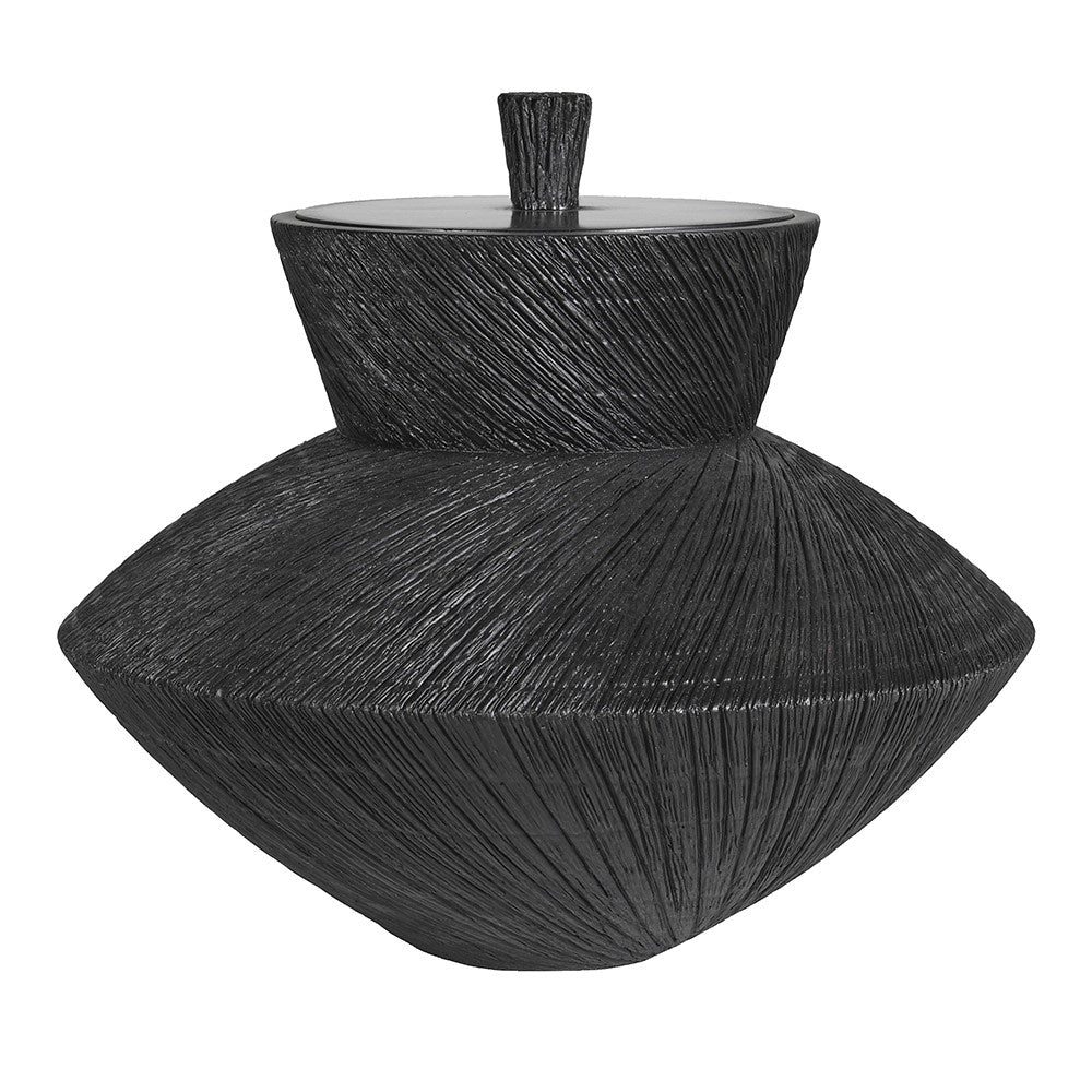 Black Textured Lidded Pot -2