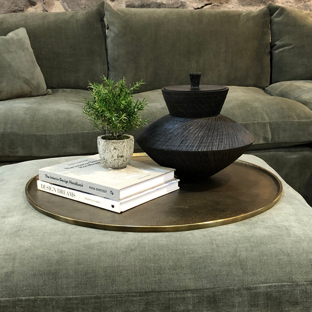 Black Textured Lidded Pot 27cm D