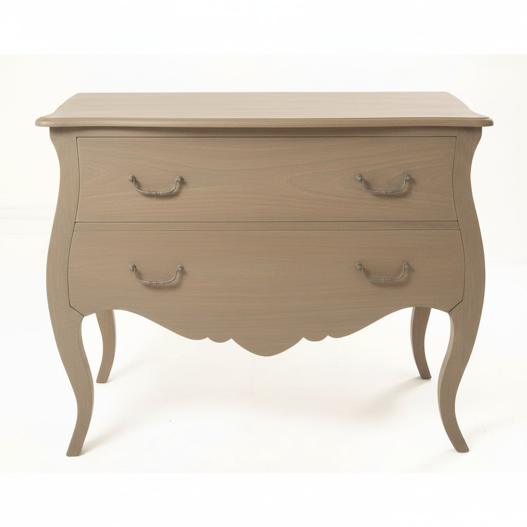 Bleached Mahogany Two Drawer Bombe Chest 110cm Wide | Annie Mo's