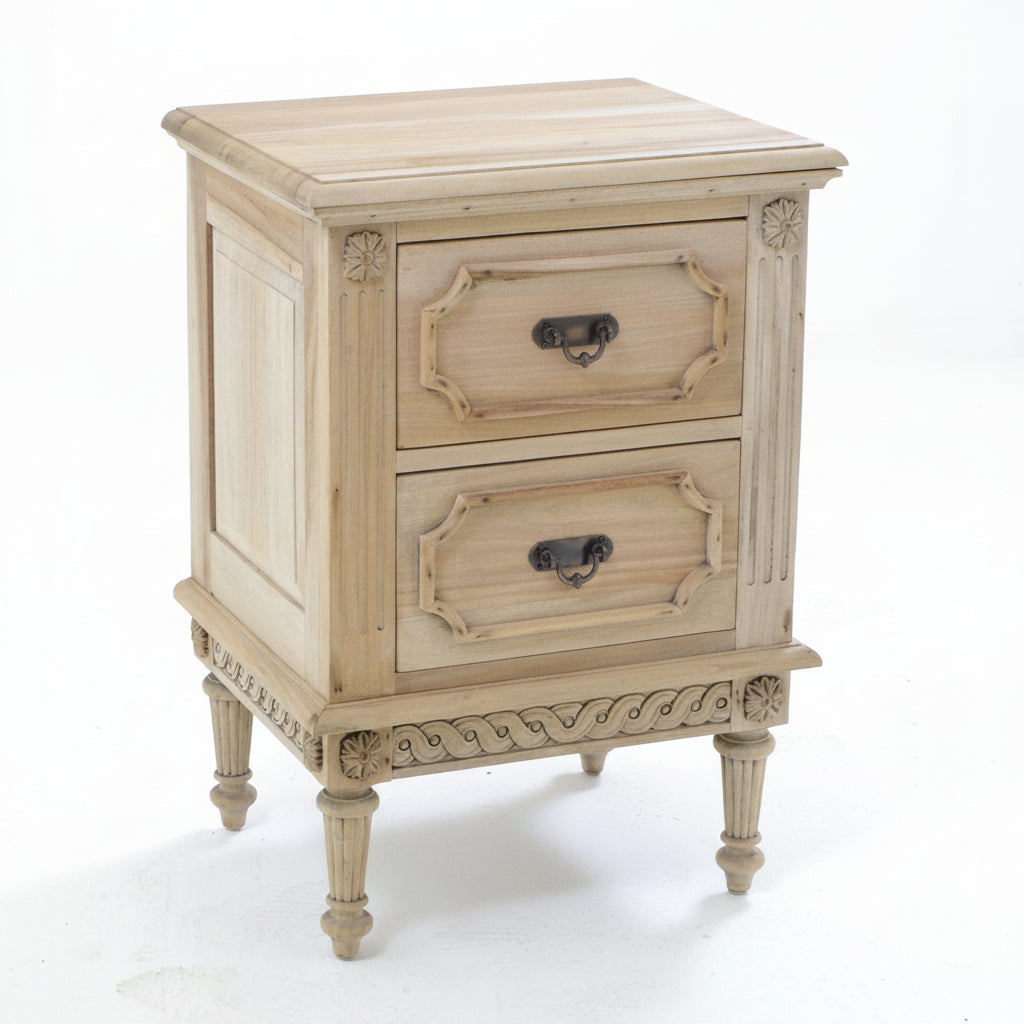 Bleached Mahogany Vintaged Two Drawer Bedside