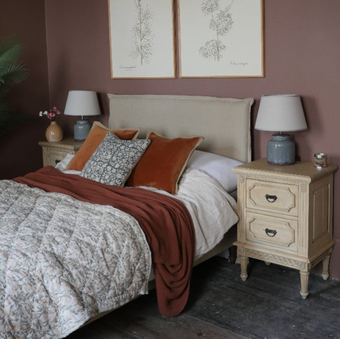 Bleached Mahogany Vintaged Two Drawer Bedside