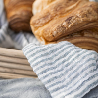 Dusty Blue Stripe Cotton Tea Towel | Annie Mo's
