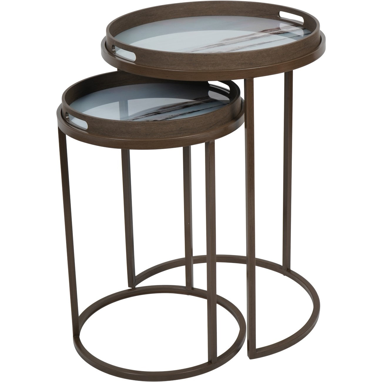 Blurred Seascape Set of Two Side Tray Nesting Tables | Annie Mo's