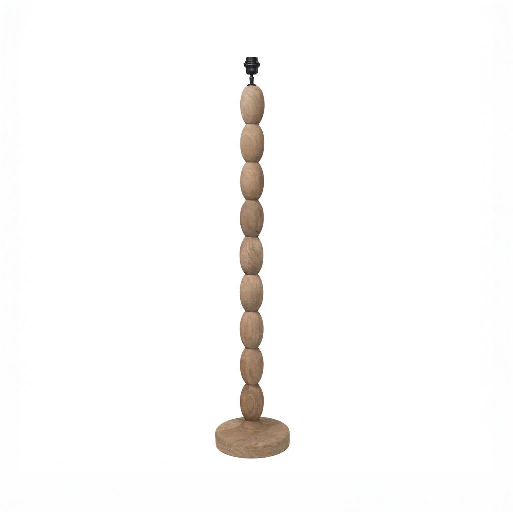 Bobbin Style Wooden Floor Lamp with Linen Shade 158cm