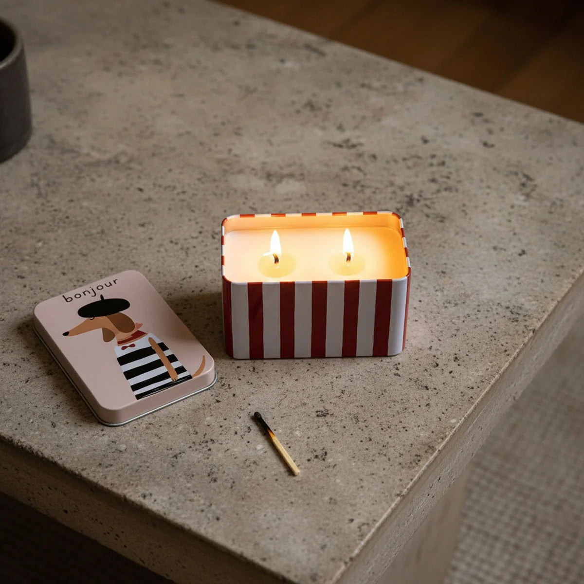 Bonjour Dog Scented Candle Tin Scented Candle Tin | Annie Mo's