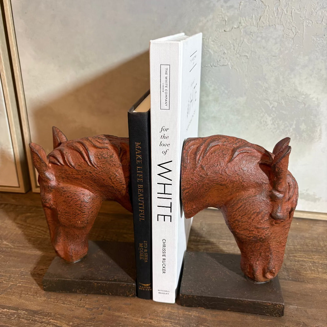 Bowing Horse Heads Bookends 21cm-b