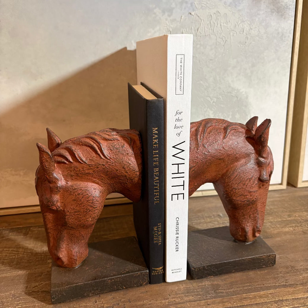 Bowing Horse Heads Bookends 21cm-c