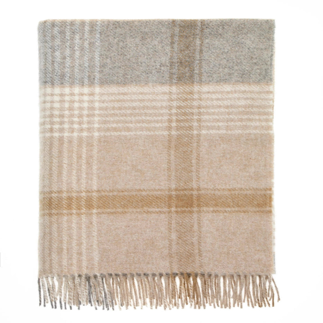 British Wool Classic Check Throw - Natural