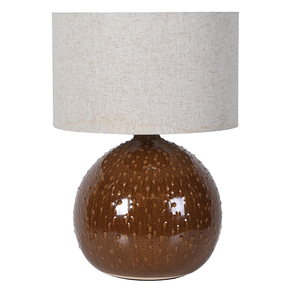 Brown Ceramic Pimpled Ball Table Lamp with Shade 63cm | Annie Mo's