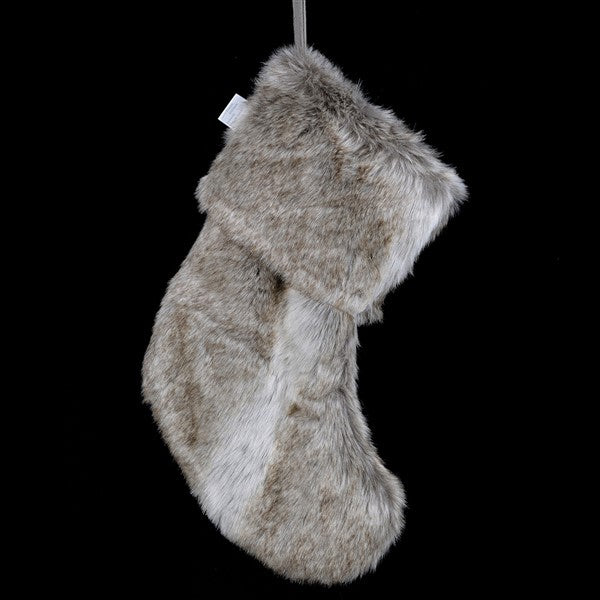 Brown Faux Fur Christmas Stocking 47cm | Annie Mo's
