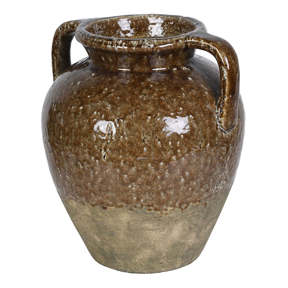Brown Glaze Double Handled Vase 40cm | Annie Mo's
