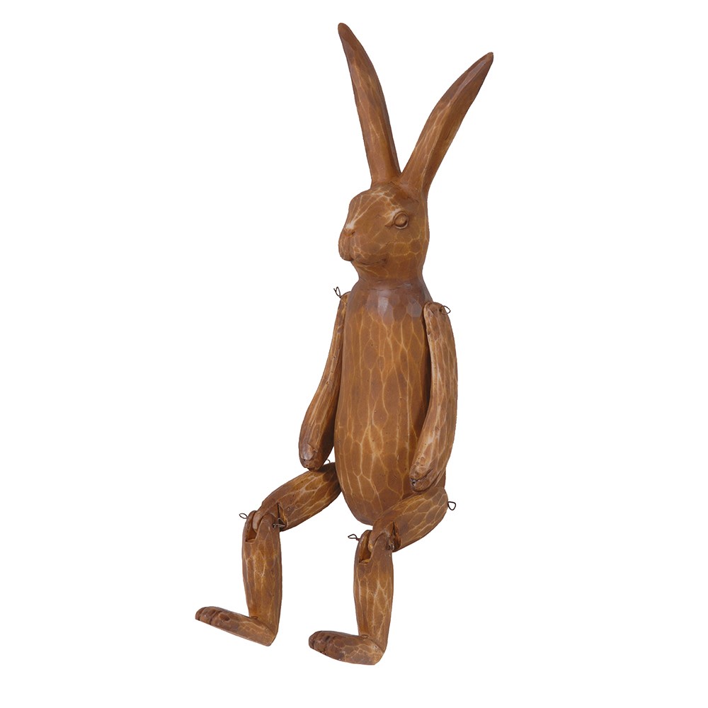 Brown Wood Effect Jointed Rabbit 31cm-2
