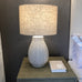 Bulbous Textured Cream Table Lamp with Linen Shade 57cm D