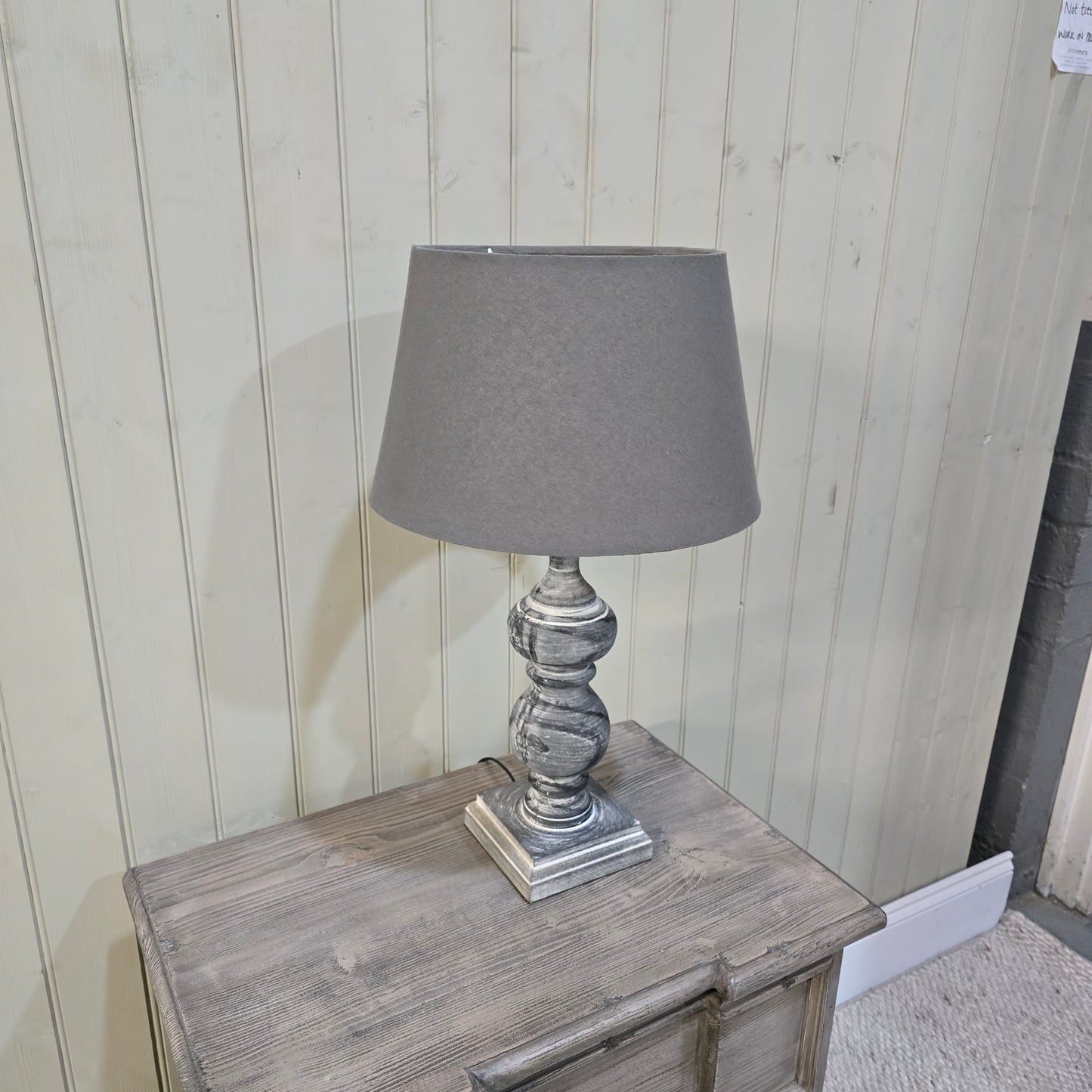 Grey Washed Wood Table Lamp with Grey Shade - Clearance