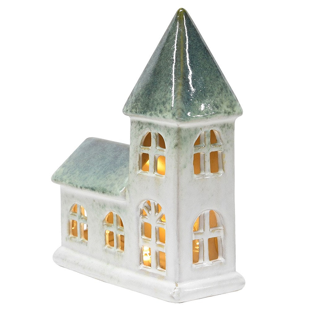 Glazed Ceramic Evergreen Chapel 24cm