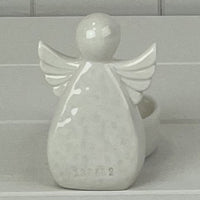 White Glazed Ceramic Angel Tealight Holder 8cm | Annie Mo's