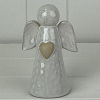 White Glazed Ceramic Angel Ornament 13cm | Annie Mo's