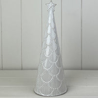 Glazed Ceramic Tree Ornament with Textured Detail and Star 29cm