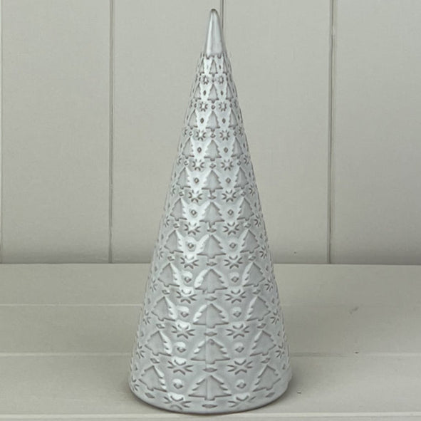Glazed Ceramic Tree Ornament with Tree Textured Detail 22cm