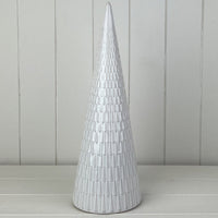 White Ceramic Tree Ornament with Thin Linear Detail 36cm