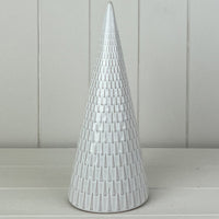 White Ceramic Tree Ornament with Thin Linear Detail 26cm