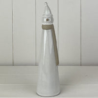 Glazed Ceramic Tall Snowman Ornament with Textured Detail 26cm | Annie