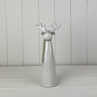 Glazed Ceramic Tall Reindeer Ornament with Texture Detail - Size Choice