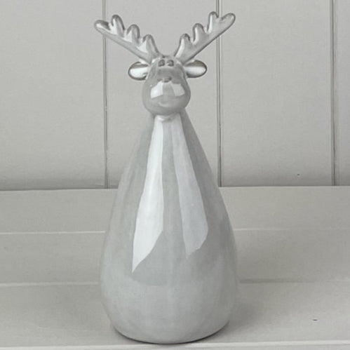 Glazed Ceramic Reindeer Ornament with Textured Detail 17cm