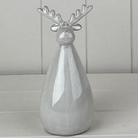 Glazed Ceramic Reindeer Ornament with Textured Detail 17cm