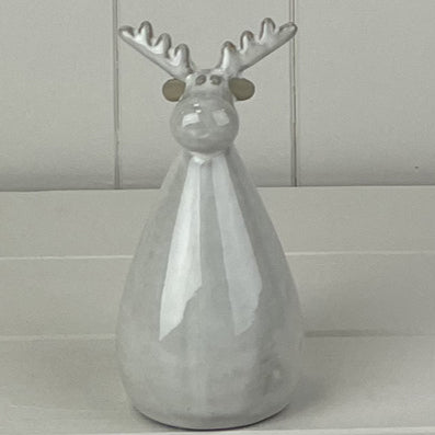 Glazed Ceramic Reindeer Ornament with Textured Detail 13cm