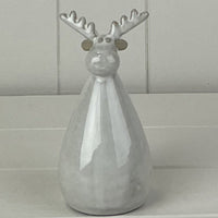 Glazed Ceramic Reindeer Ornament with Textured Detail 13cm