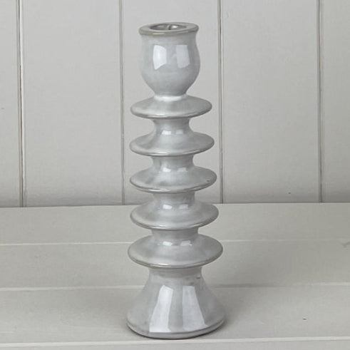 Glazed Ceramic Candle Holder with Textured Detail 19cm | Annie Mo's