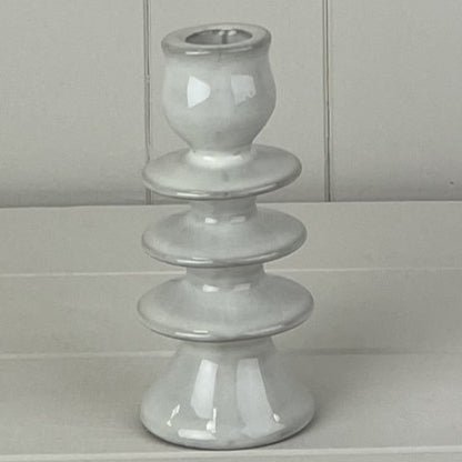 Glazed Ceramic Candle Holder with Textured Detail 14cm | Annie Mo's
