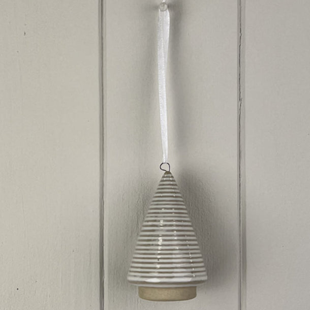 Glazed Ceramic Hanging Tree Decoration with Textured Detail 8.7cm