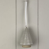 Glazed Ceramic Hanging Tree Decoration with Textured Detail 8.7cm