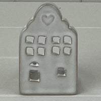 Glazed Ceramic House Tealight with Textured Detail 8.7cm