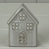 Glazed Ceramic House Tealight with Textured Detail 8.5cm