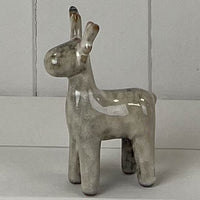 Beige Mottle Ceramic Reindeer Decoration 11cm | Annie Mo's
