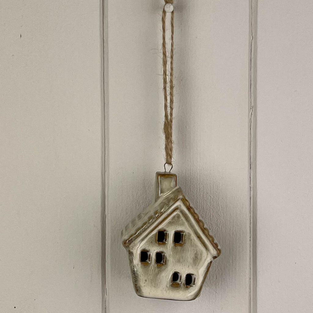 Beige Mottle Ceramic Hanging House Decoration 7cm | Annie Mo's