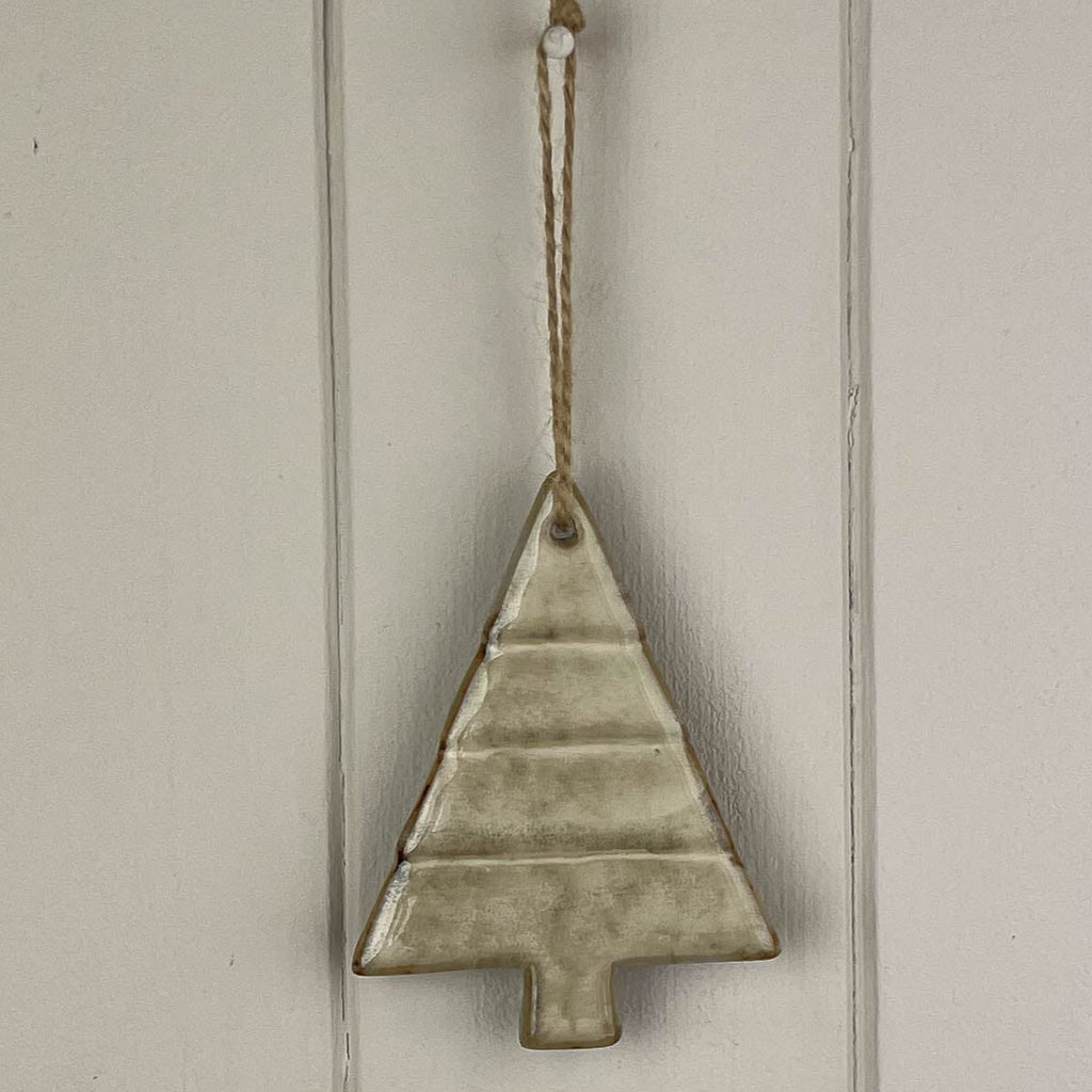 Beige Mottle Ceramic Hanging Tree Decoration 9cm | Annie Mo's